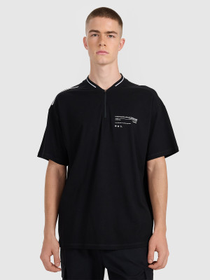 4F Koszulka polo oversize męska - czarna