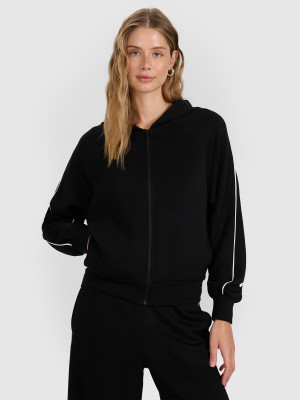 4F Bluza dresowa rozpinana z kapturem damska - czarna