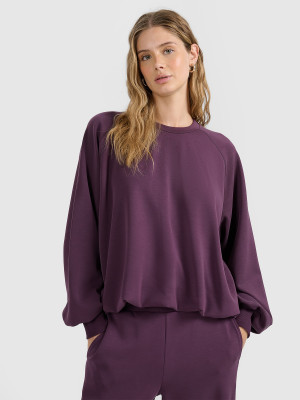 4F Bluza dresowa nierozpinana z modalem damska - fioletowa