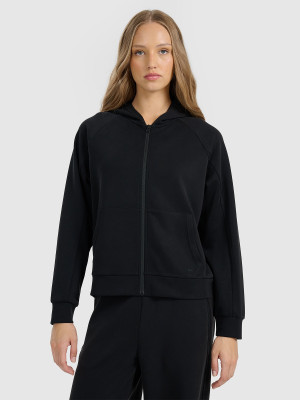 4F Bluza dresowa rozpinana z modalem damska - czarna