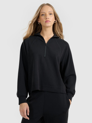 4F Bluza dresowa nierozpinana z modalem damska - czarna