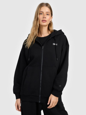 4F Bluza dresowa rozpinana z kapturem damska - czarna