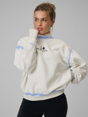 4F Bluza dresowa regular bez kaptura damska - biała