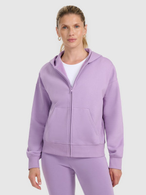 4F Bluza dresowa rozpinana z kapturem damska - fioletowa