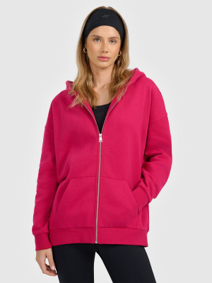 4F Bluza dresowa rozpinana z kapturem damska - różowa