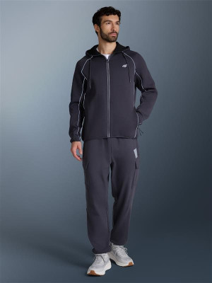 4F Bluza dresowa regular z kapturem męska - szara