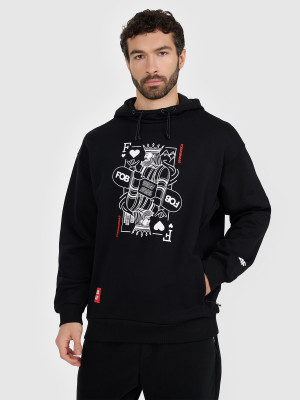 4F Bluza dresowa nierozpinana z kapturem męska - czarna