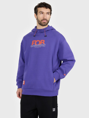 4F Bluza dresowa nierozpinana z kapturem męska - fioletowa