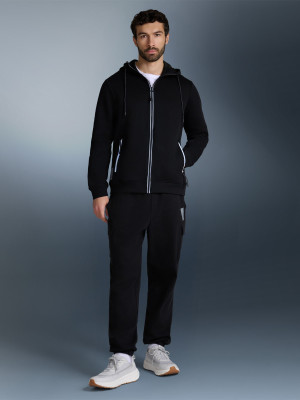 4F Bluza dresowa regular z kapturem męska - czarny
