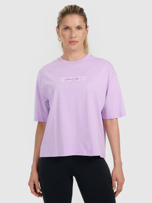 4F T-shirt oversize z nadrukiem damski - fioletowy