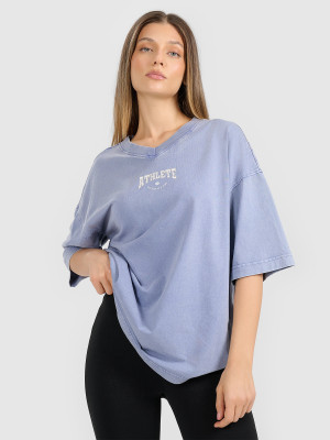4F T-shirt oversize z nadrukiem damski - granatowy