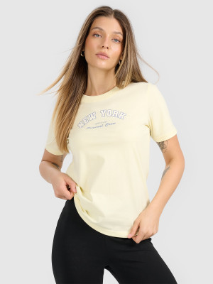 4F T-shirt regular z nadrukiem damski - żółty