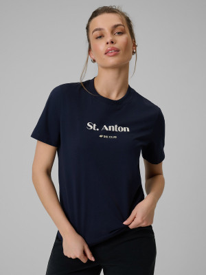 4F T-shirt loose z nadrukiem damski - granatowy