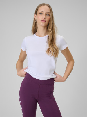 4F T-shirt slim gładki damski - biały