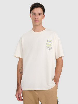 4F T-shirt oversize z nadrukiem męski - biały