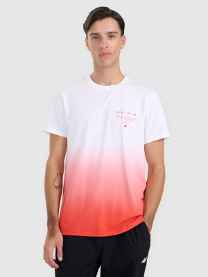 4F T-shirt regular z nadrukiem męski - czerwony