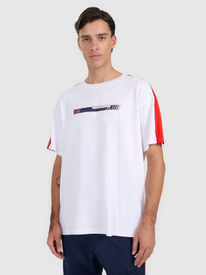 4F T-shirt oversize z nadrukiem męski - biały