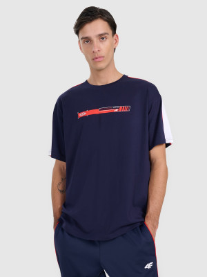 4F T-shirt oversize z nadrukiem męski - granatowy