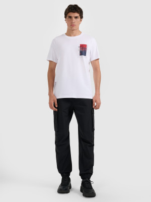 4F T-shirt regular z nadrukiem męski - biały