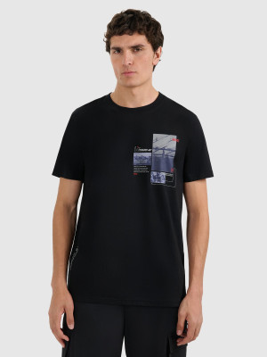 4F T-shirt oversize z nadrukiem męski - czarny