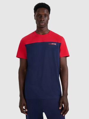 4F T-shirt regular z nadrukiem męski - granatowy
