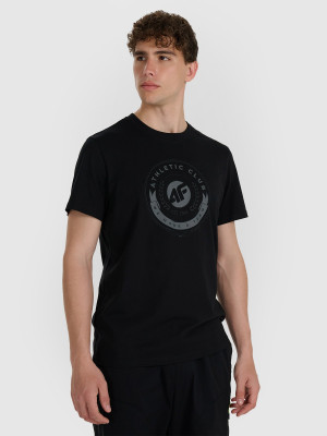4F T-shirt regular z nadrukiem męski - czarny
