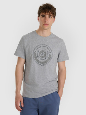 4F T-shirt regular z nadrukiem męski - szary