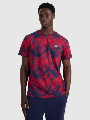 4F T-shirt regular z nadrukiem męski - czerwony