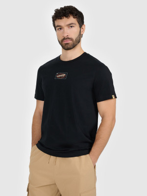 4F T-shirt regular z nadrukiem męski - czarny