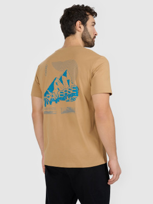 4F T-shirt regular z nadrukiem męski - beżowy
