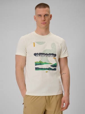 4F T-shirt regular z nadrukiem męski - biały