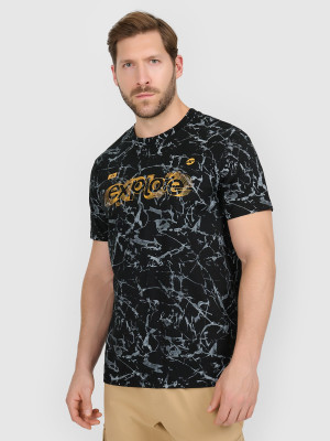 4F T-shirt regular z nadrukiem męski - czarny