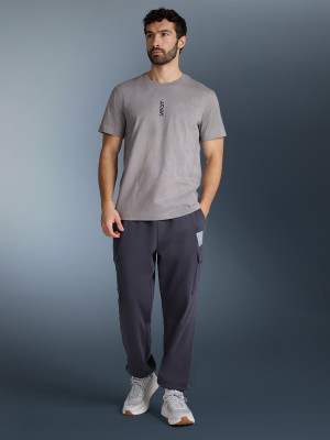 4F T-shirt regular z nadrukiem męski - szary