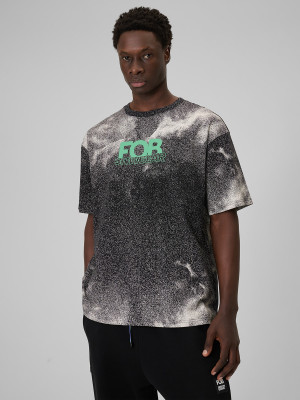 4F T-shirt loose z nadrukiem męski - czarny