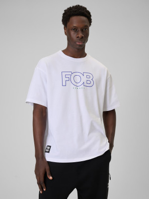 4F T-shirt loose z nadrukiem męski - biały