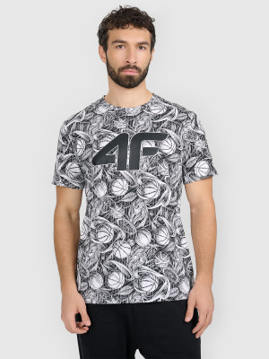 4F T-shirt regular z nadrukiem męski - czarny