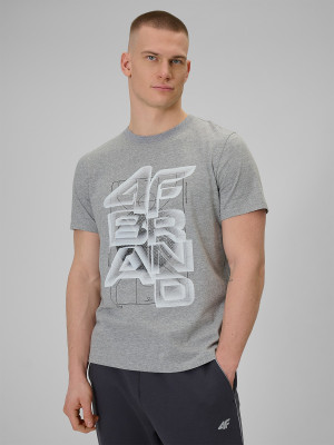 4F T-shirt regular z nadrukiem męski - szary