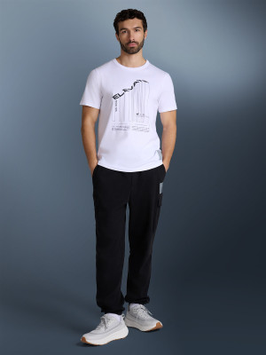 4F T-shirt regular z nadrukiem męski - biały