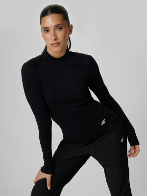 4F Longsleeve do biegania slim szybkoschnący damski - czarny
