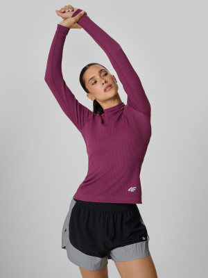 4F Longsleeve do biegania slim szybkoschnący damski - fioletowy