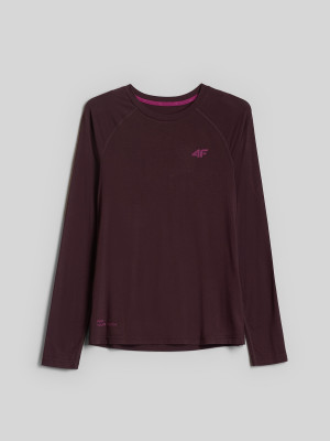4F Longsleeve trekkingowy z włókna bambusowego damski - brązowy