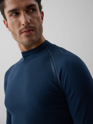 4F Longsleeve do biegania ze strukturalnej dzianiny męski - denim