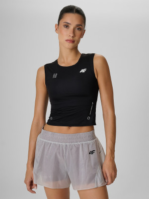 4F Crop top treningowy szybkoschnący damski - czarny
