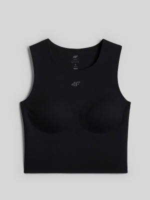 4F Crop top do jogi szybkoschnący damski - czarny