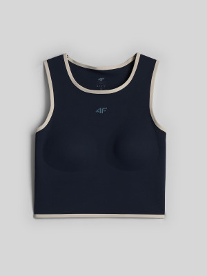 4F Crop top do jogi szybkoschnący damski - granatowy
