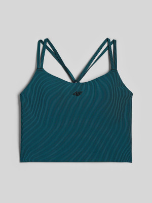 4F Crop top do jogi szybkoschnący damski - turkusowy