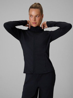 4F Bluza treningowa regular z kapturem damska - czarna