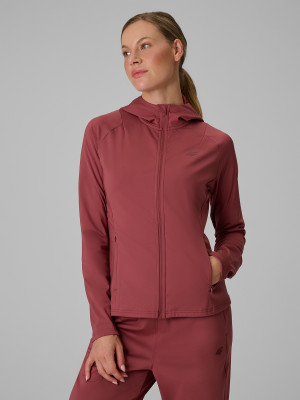 4F Bluza treningowa regular z kapturem damska - brązowa