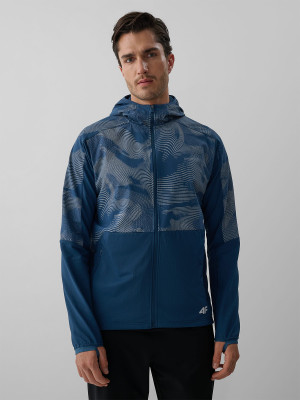 4F Bluza do biegania regular z kapturem męska - denim