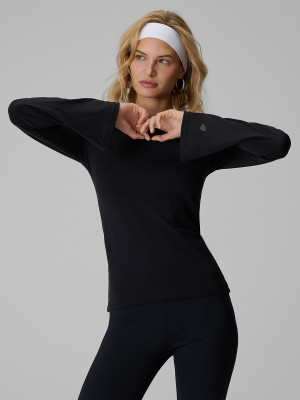 4F Longsleeve slim damski - czarny